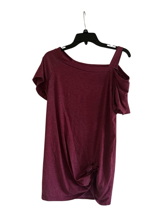 Zilin Tops - Zilin Cold Shoulder Twist Hem Size Medium Purple Short Sleeve Top